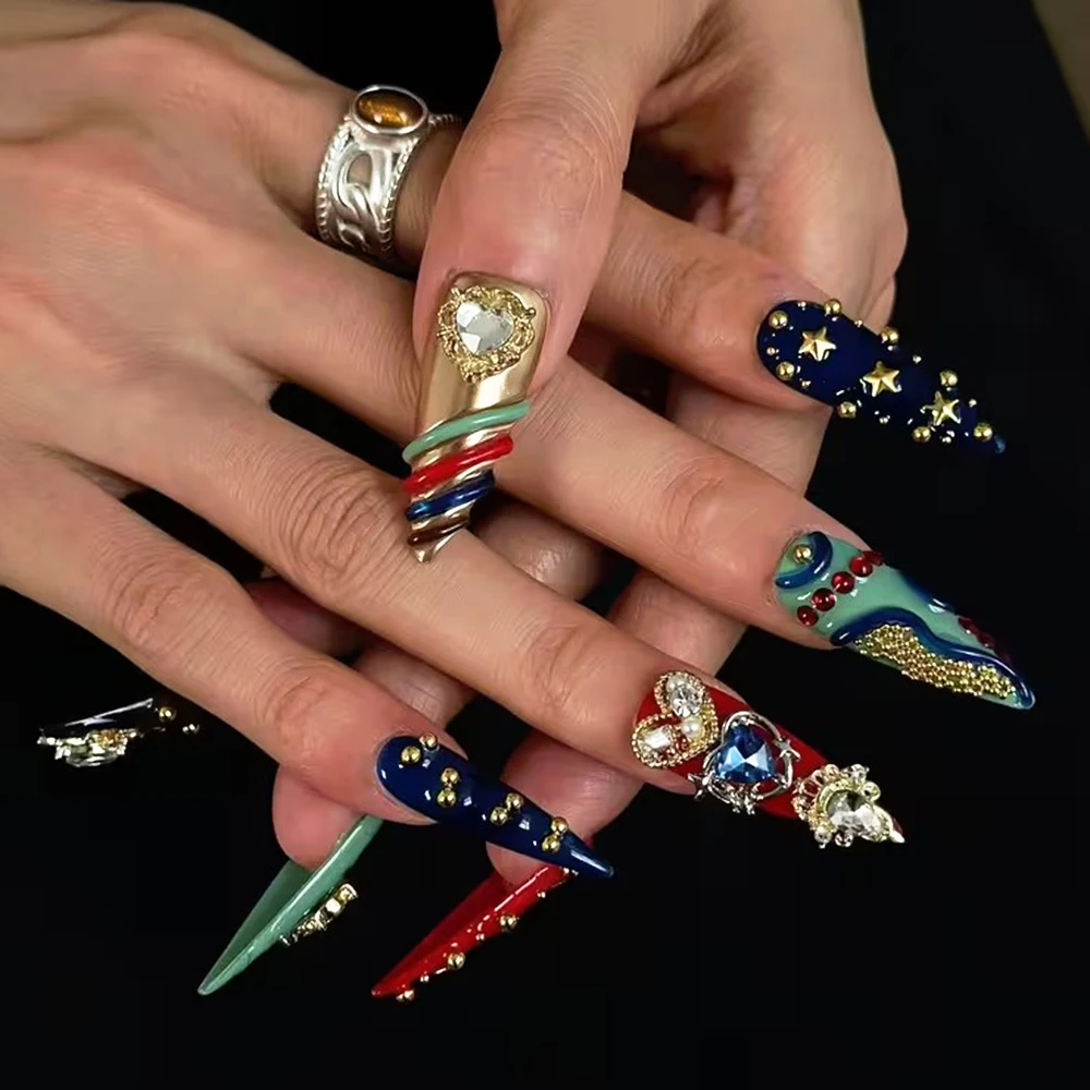Hot 3D Decoration Salon Quality Stiletto Glossy Handmade Press on Nails Soft Gel Carved Luxury 10PCS Thick Acrylic Fingernails
Hot 3D Decoration Salon Quality Stiletto Glossy Handmade Press on Nails Soft Gel Carved Luxury 10PCS Thick Acrylic Fingernails