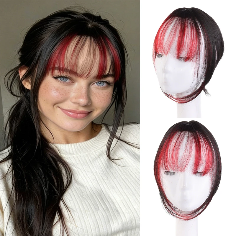 Synthetic Fiber Ombre Air Bangs Fringe Extension, Clip-in Style with Black-Red Highlights, Lightweight & Seamless for Thinning H
Synthetic Fiber Ombre Air Bangs Fringe Extension, Clip-in Style with Black-Red Highlights, Lightweight & Seamless for Thinning H
