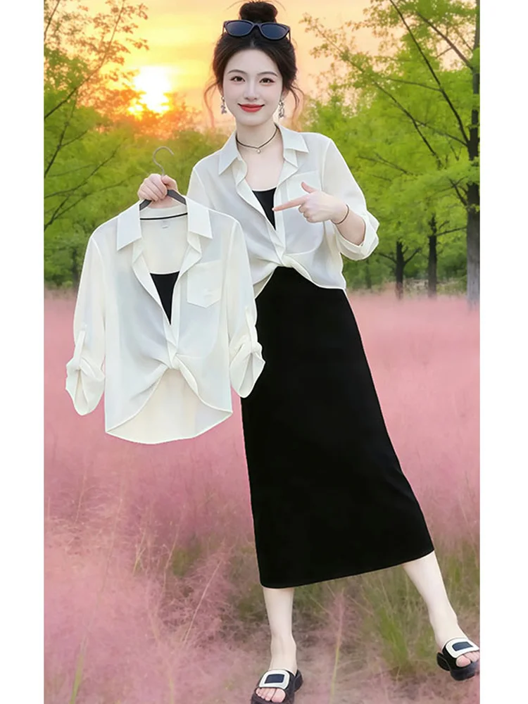 Summer Ultra Fire Women's Lazy Style Loose Sun Protection Shirt Sleeveless Dress Two-Piece Set Comfortable Casual Fashion
Summer Ultra Fire Women's Lazy Style Loose Sun Protection Shirt Sleeveless Dress Two-Piece Set Comfortable Casual Fashion