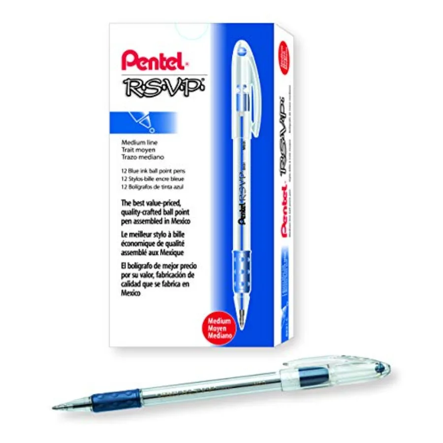 RSVP Ballpoint Pen, 1.0mm,Medium Tip, Blue Ink, Box of 12 (BK91-C)
RSVP Ballpoint Pen, 1.0mm,Medium Tip, Blue Ink, Box of 12 (BK91-C)