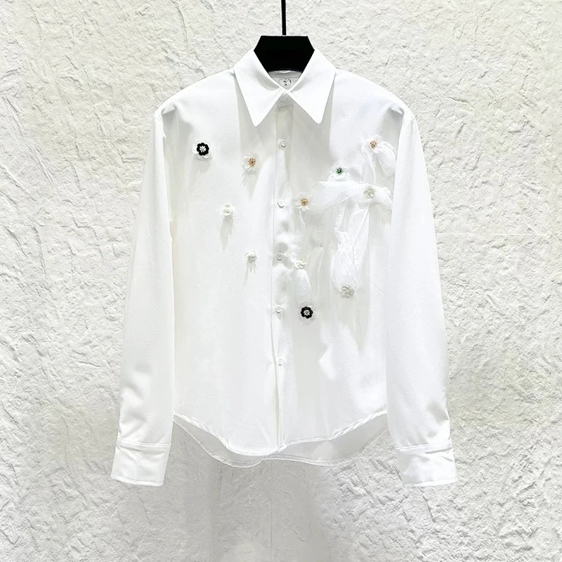 High Quality Embroidery Pearl 3D Flower Turn-Down Collar Shirts For Man Luxury Fashionable Romantic Loose Long Sleeve Shirts
High Quality Embroidery Pearl 3D Flower Turn-Down Collar Shirts For Man Luxury Fashionable Romantic Loose Long Sleeve Shirts