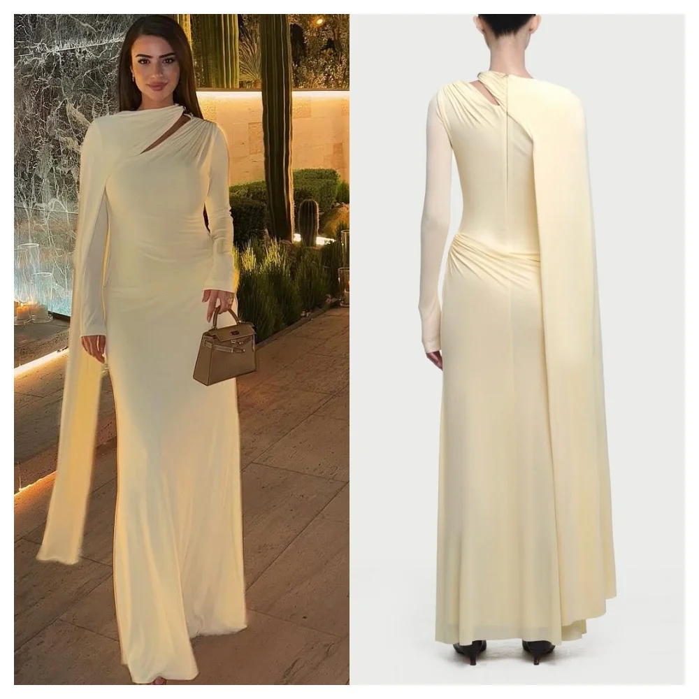 Customized Customized Elegant Yellow Chiffon Evening Dress Modern Crew Neck Long Sleeves Party Dress Temperament Straight Celebr
Customized Customized Elegant Yellow Chiffon Evening Dress Modern Crew Neck Long Sleeves Party Dress Temperament Straight Celebr