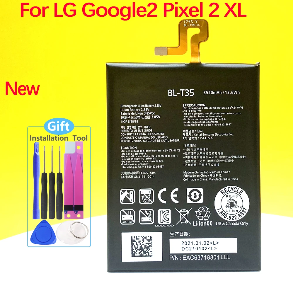 NEW Battery For LG Google2 Google 2 Pixel 2 XL Pixel2 BL-T35 3520mAh Smart Phone
NEW Battery For LG Google2 Google 2 Pixel 2 XL Pixel2 BL-T35 3520mAh Smart Phone