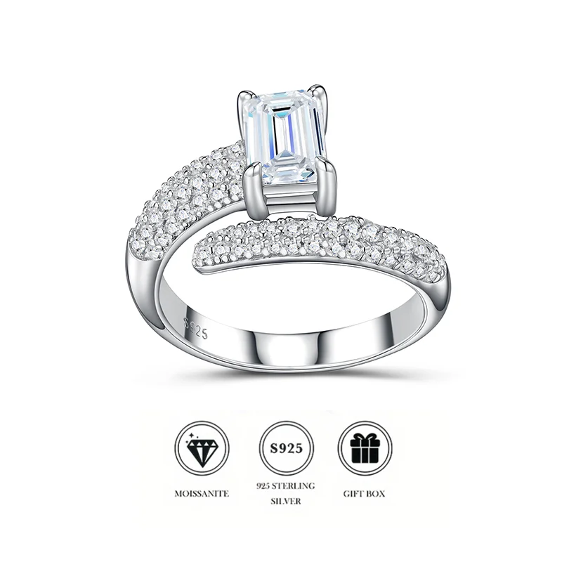 Ослепительное кольцо для помолвки с изумрудной огранкой из муассанита – цельное серебро 925 пробы, дизайн с раздвоенным ободком
Ослепительное кольцо для помолвки с изумрудной огранкой из муассанита – цельное серебро 925 пробы, дизайн с раздвоенным ободком