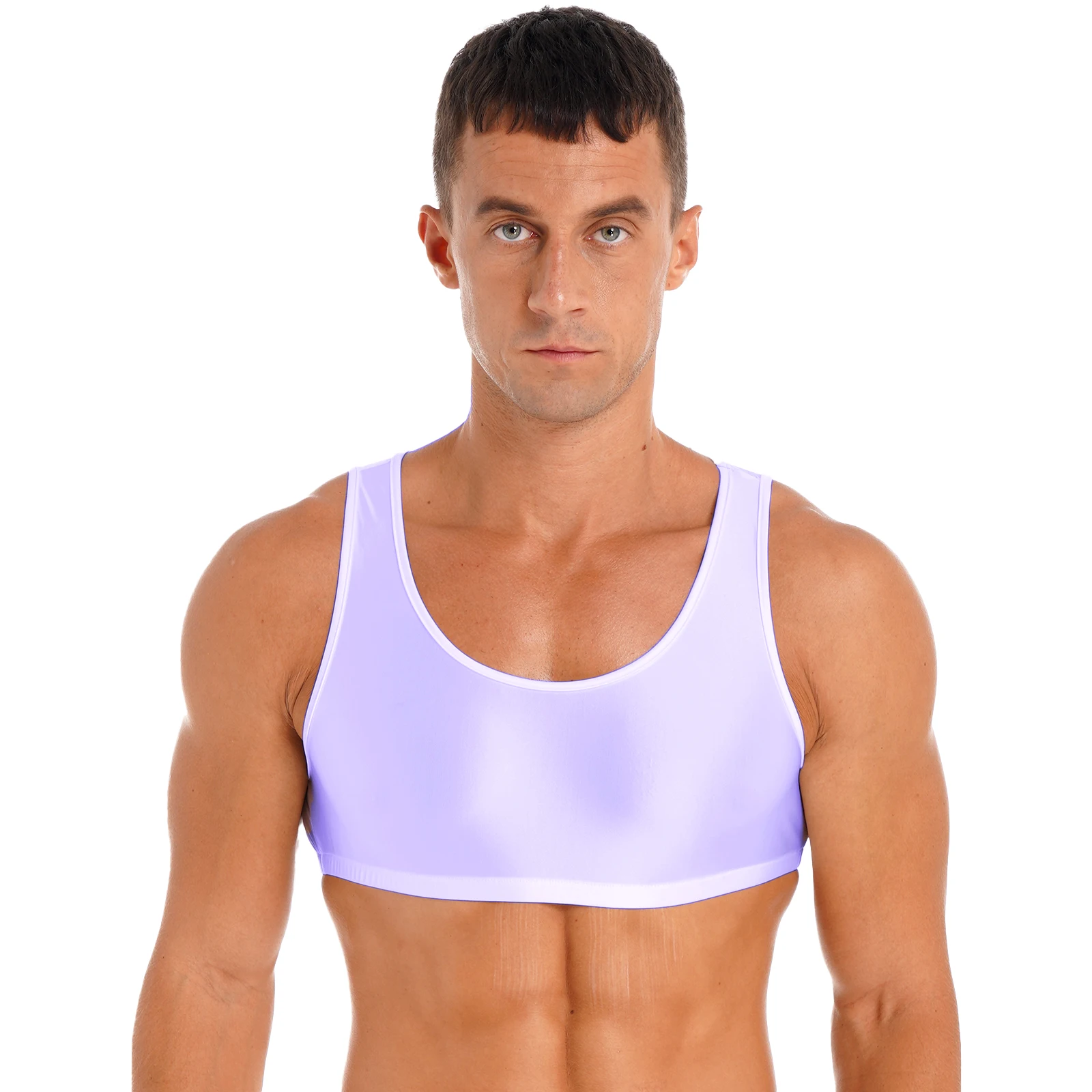 Mens Glossy Cropped Tank Top Solid Color Round Neck Sleeveless Sports Gym Suit Swimwear Nightwear Underwear Vest Tops
Mens Glossy Cropped Tank Top Solid Color Round Neck Sleeveless Sports Gym Suit Swimwear Nightwear Underwear Vest Tops