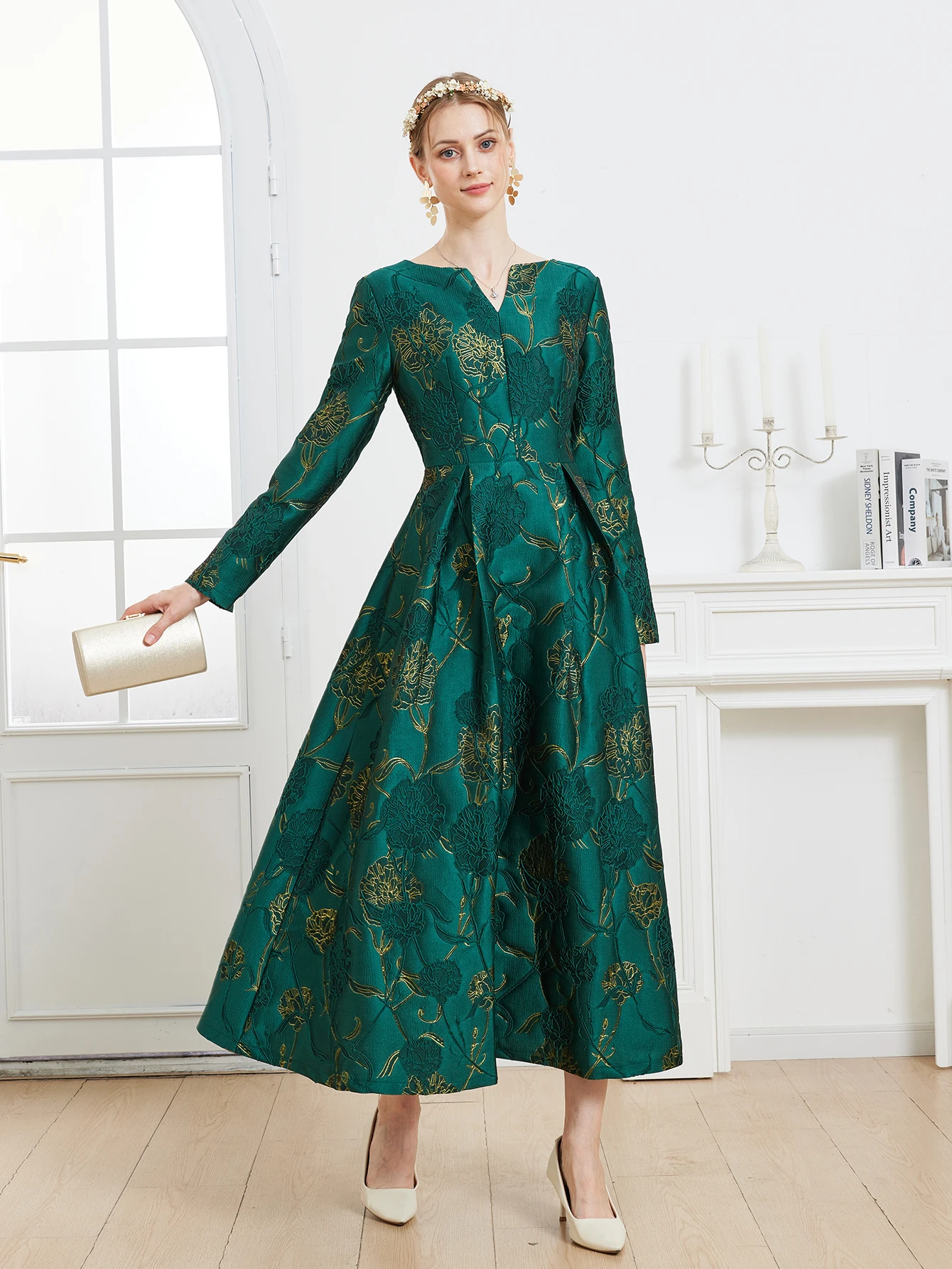 DEVCHATA Elegant Women Long Sleeve Dress Floral Jacquard Vintage Evening Events Party Dress New Arrival Fashion Ball Gown Dress
DEVCHATA Elegant Women Long Sleeve Dress Floral Jacquard Vintage Evening Events Party Dress New Arrival Fashion Ball Gown Dress