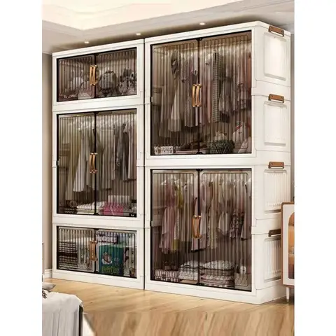 70-80 CM Multifunction Folding Storage Cabinet Dustproof Wardrobe Sundries Cabinet Closet Organizer Locker Storage Box