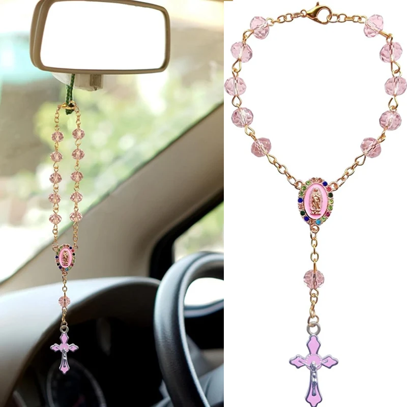 Rosary Cross Pendant Car Steering Wheel Charm Religious Decor Auto Interior Ornament Christian Hanging Dashboard Accessory Gift 
Rosary Cross Pendant Car Steering Wheel Charm Religious Decor Auto Interior Ornament Christian Hanging Dashboard Accessory Gift