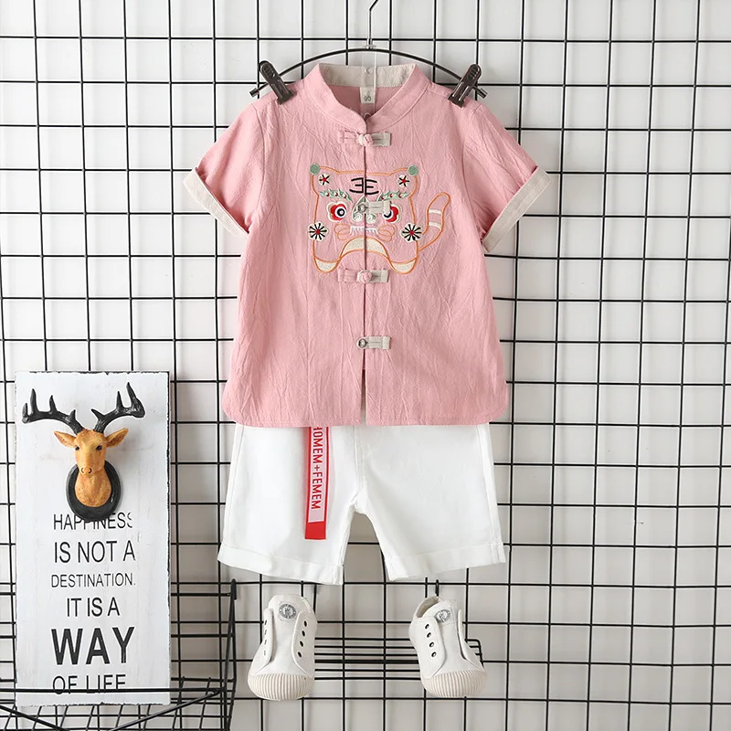 Summer New Children Cotton Embroidered Tang Suit Kids Short Sleeve Hanfu Two Piece Set Boys Chinese Lovely Clothing
Summer New Children Cotton Embroidered Tang Suit Kids Short Sleeve Hanfu Two Piece Set Boys Chinese Lovely Clothing