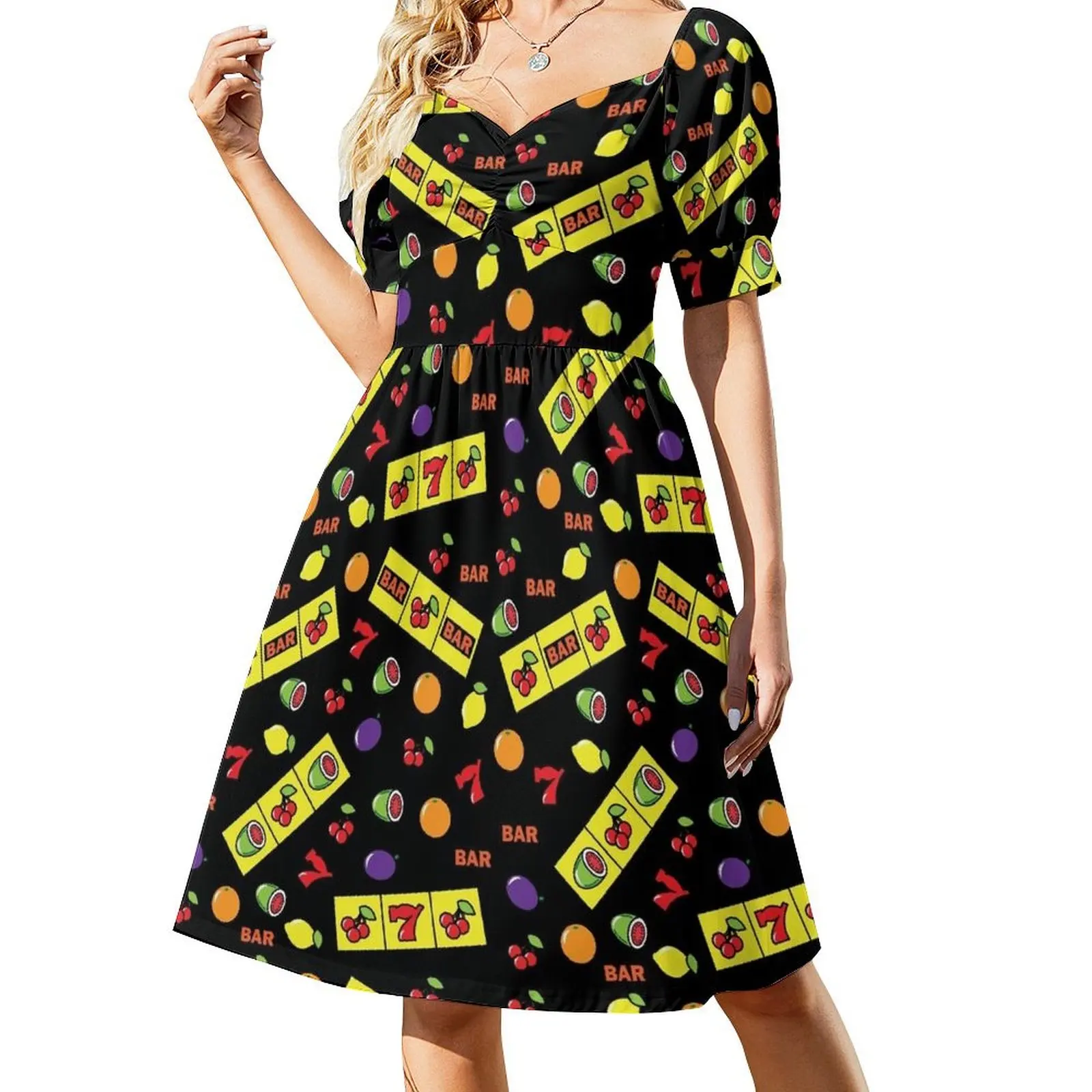 Casino Lucky Slots Cherry Melon Lemon Fruit Pattern Short Sleeved Dress Summer skirt dress for woman Dress
Casino Lucky Slots Cherry Melon Lemon Fruit Pattern Short Sleeved Dress Summer skirt dress for woman Dress