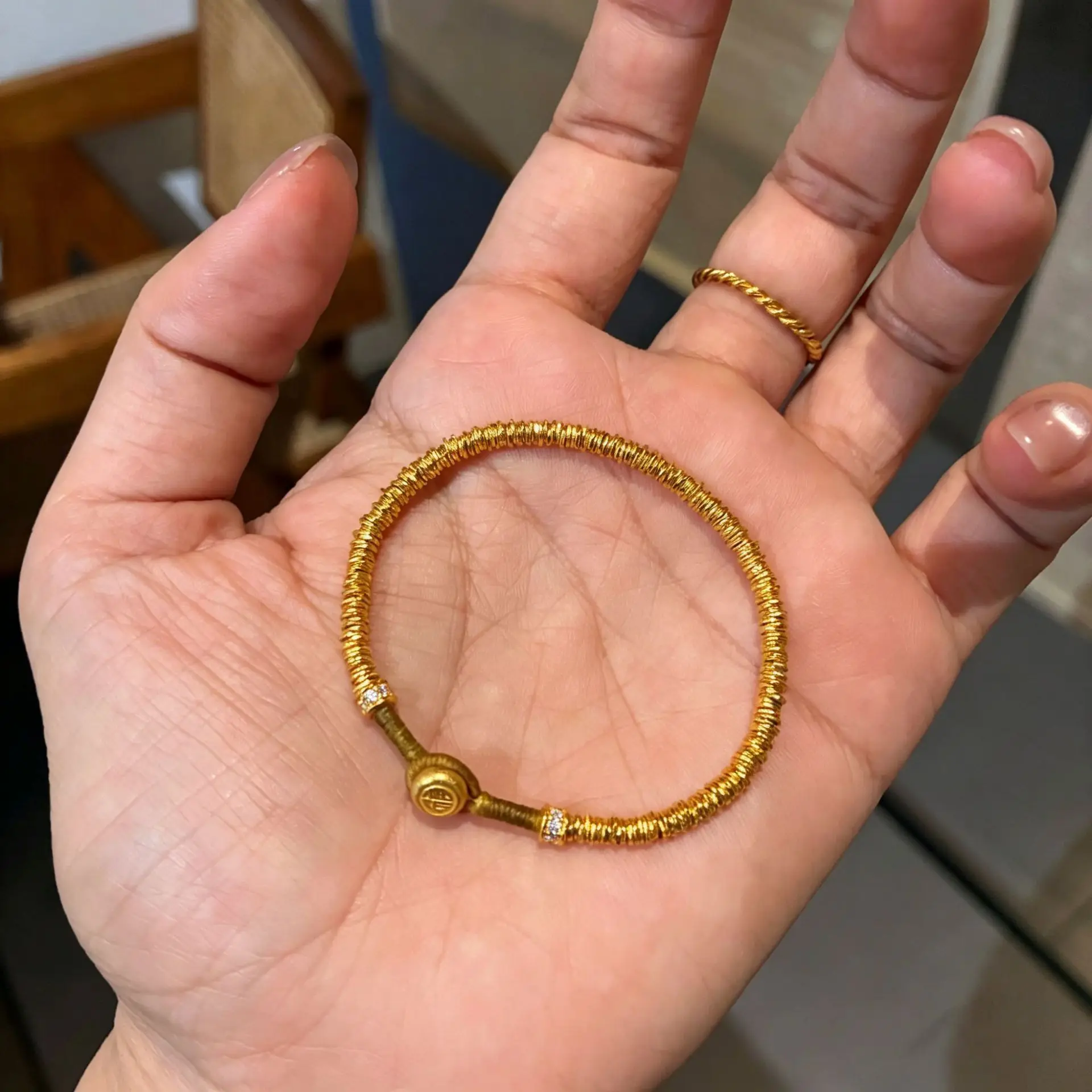 Vintage Gold Coiled Wealth Bracelet, Fu Character Buckle Crystal Rhinestone, Handmade Braided Rope, Lucky Amulet Gift for Women
Vintage Gold Coiled Wealth Bracelet, Fu Character Buckle Crystal Rhinestone, Handmade Braided Rope, Lucky Amulet Gift for Women