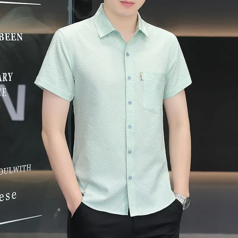 Mens Textured Short Sleeve Button Down Casual Shirt With Pocket
Mens Textured Short Sleeve Button Down Casual Shirt With Pocket