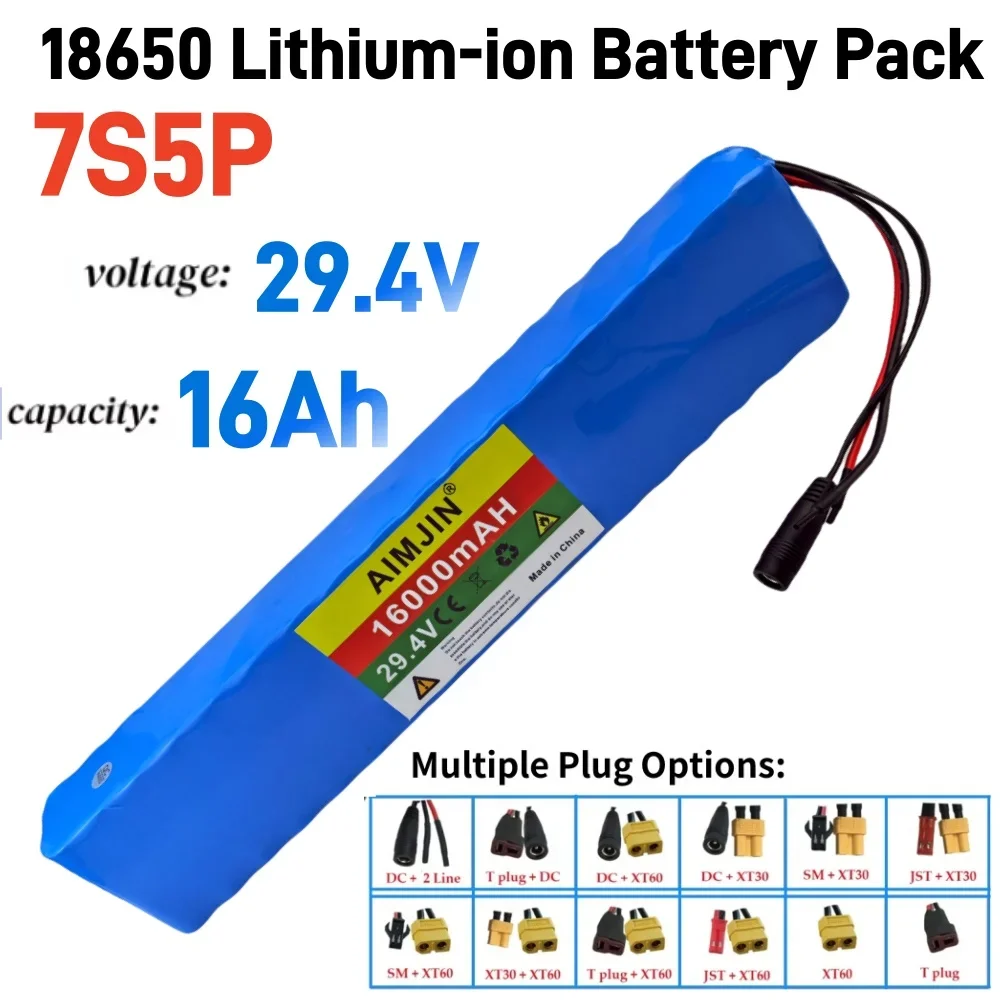 18650 7S5P Lithium-ion Rechargeable Battery Pack 24V 16000mAh Built-in BMS Suitable for Electric Scooters + 29.4v DC 2A Charger
18650 7S5P Lithium-ion Rechargeable Battery Pack 24V 16000mAh Built-in BMS Suitable for Electric Scooters + 29.4v DC 2A Charger