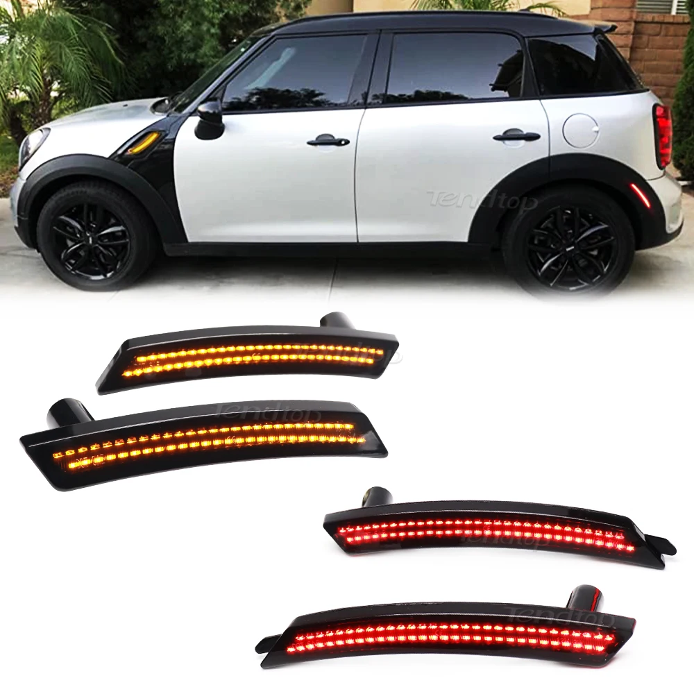 LED Side Marker Lights Kit Amber Front & Red Rear Fender Bumper Side Marker Lamps for MINI Cooper R55 R56 R57 R58 R59 R60 R61
