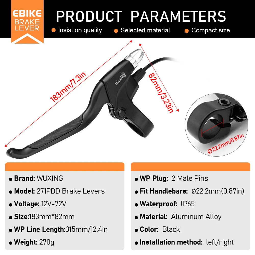 WUXING 271PDD тормозной рычаг для электровелосипеда с отключением мощности, электрический велосипед, электронный скутер Ebreak, 2 контакта, водонепроницаемая вилка, аксессуары для электрического велосипеда 
WUXING 271PDD тормозной рычаг для электровелосипеда с отключением мощности, электрический велосипед, электронный скутер Ebreak, 2 контакта, водонепроницаемая вилка, аксессуары для электрического велосипеда
