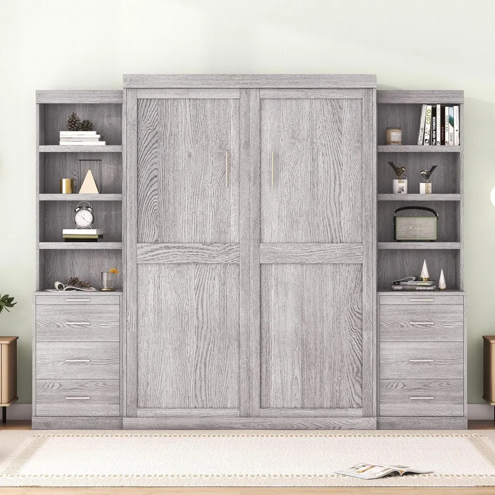 Gray Wood Full Size Murphy Bed with Storage and Drawers by Harper & Bright Designs
Gray Wood Full Size Murphy Bed with Storage and Drawers by Harper & Bright Designs