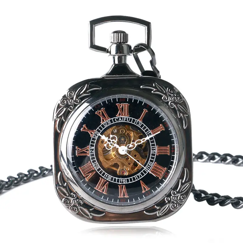 Vintage Style Open Face Hand-winding Roman Number Dial Mechanical Skeleton Women Pendant Black Pocket Watch Chain
Vintage Style Open Face Hand-winding Roman Number Dial Mechanical Skeleton Women Pendant Black Pocket Watch Chain