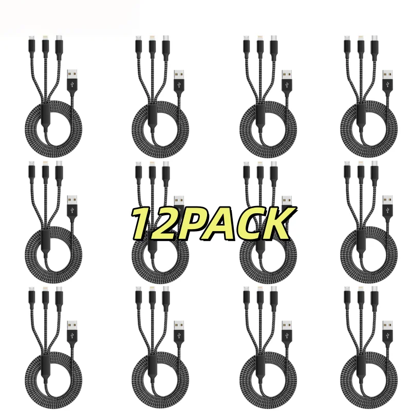 12PACK 3 In 1 Nylon weave Fast Charging USB cable For Iphone Samsung Huawei Xiaomi Multi Port Multiple Usb Charging Wire Line
12PACK 3 In 1 Nylon weave Fast Charging USB cable For Iphone Samsung Huawei Xiaomi Multi Port Multiple Usb Charging Wire Line
