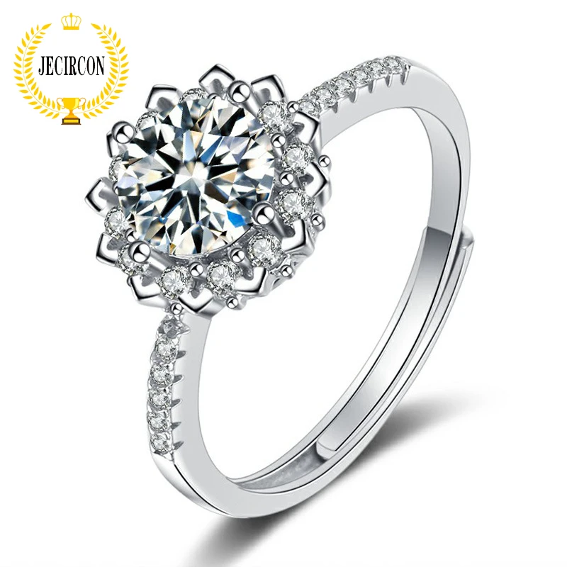 JECIRCON 925 Sterling Silver Moissanite Ring for Women Simple Personalized 8 Hearts and Arrows Gemstone Flower Band Wholesale
JECIRCON 925 Sterling Silver Moissanite Ring for Women Simple Personalized 8 Hearts and Arrows Gemstone Flower Band Wholesale