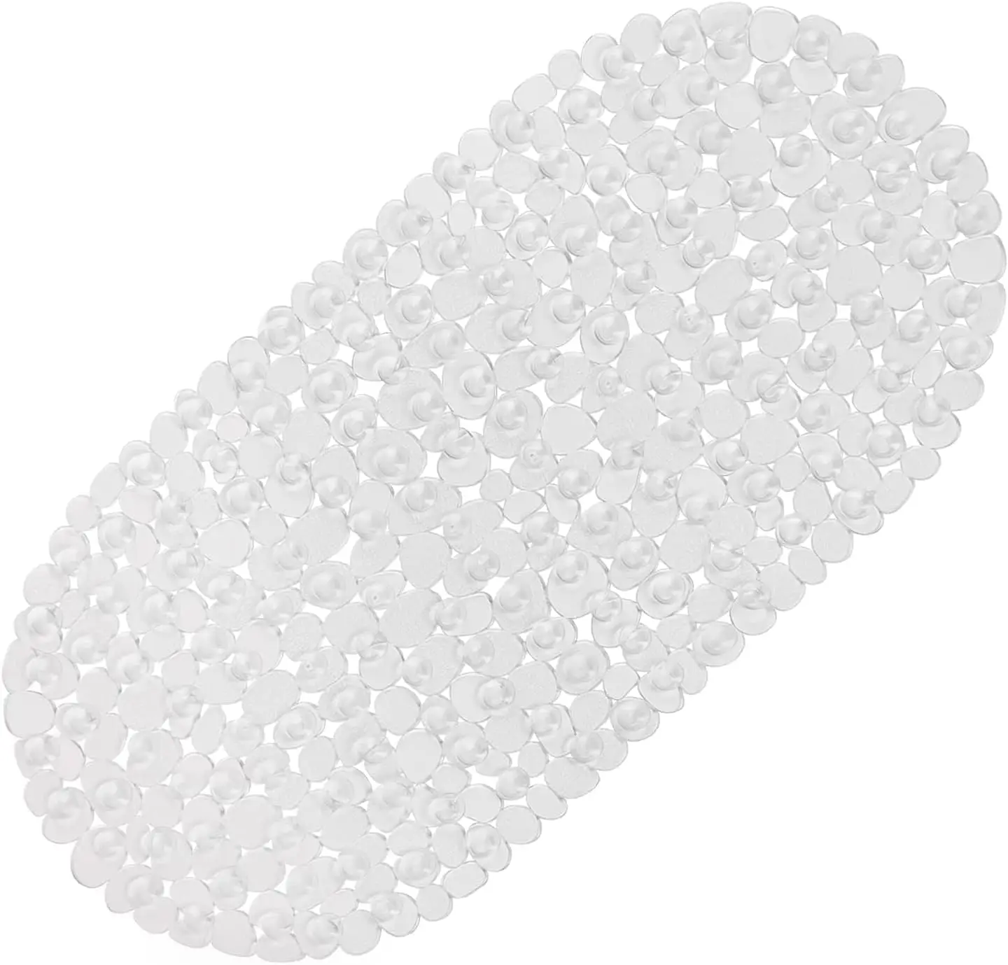 Clear Non-Slip Pebbles Bath Mat with Suction Cups, Drain Holes for Shower, Tub, Machine Washable, Oval 27x14 Inch
Clear Non-Slip Pebbles Bath Mat with Suction Cups, Drain Holes for Shower, Tub, Machine Washable, Oval 27x14 Inch