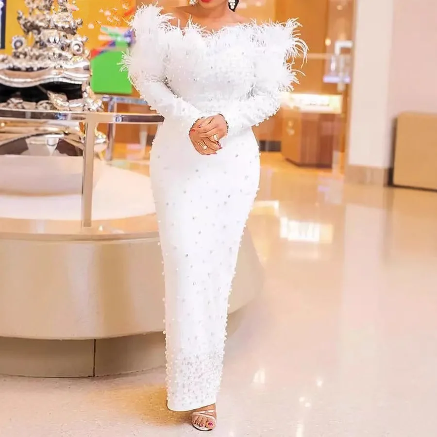 Elegant Embroidered Flares Dress for Women Off Shoulder Feather Slim Party Cocktail Wedding Guest Plus Size Long Dresses 2025
Elegant Embroidered Flares Dress for Women Off Shoulder Feather Slim Party Cocktail Wedding Guest Plus Size Long Dresses 2025