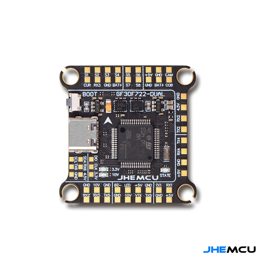 JHEMCU GF30F722-Dual F722 Контроллер полета Double BEC двойной гироскоп высокой четкости 3-6S Lipo для дрона RC FPV
JHEMCU GF30F722-Dual F722 Контроллер полета Double BEC двойной гироскоп высокой четкости 3-6S Lipo для дрона RC FPV