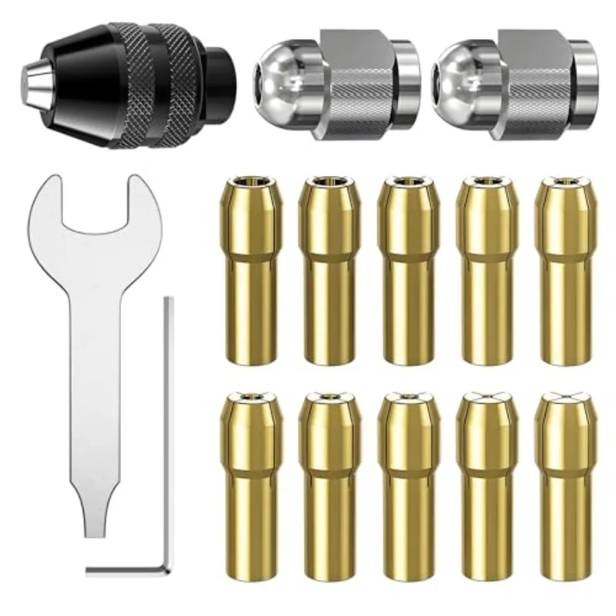 15Pcs Chuck Collet Set for Dremel Tool Accessories, 1/32" 0.8mm to 1/8" (3.2mm) Shank Replacement 4486 Rotary Tool Keyless Quic
15Pcs Chuck Collet Set for Dremel Tool Accessories, 1/32" 0.8mm to 1/8" (3.2mm) Shank Replacement 4486 Rotary Tool Keyless Quic