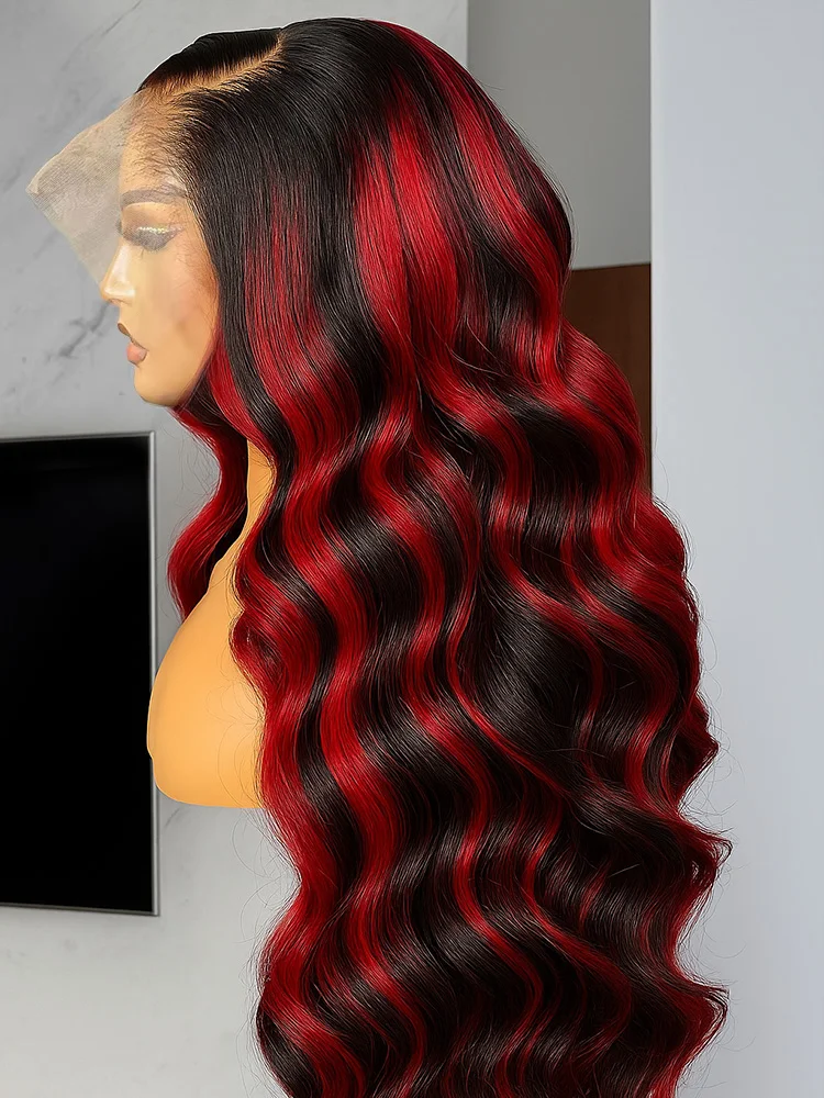 30 Inch Black Red Blonde Highlight Wig Human Hair Ombre Burgundy Body Wave Lace 1B/99J Gluless 5X5 Colored Wig Wear And Go
30 Inch Black Red Blonde Highlight Wig Human Hair Ombre Burgundy Body Wave Lace 1B/99J Gluless 5X5 Colored Wig Wear And Go