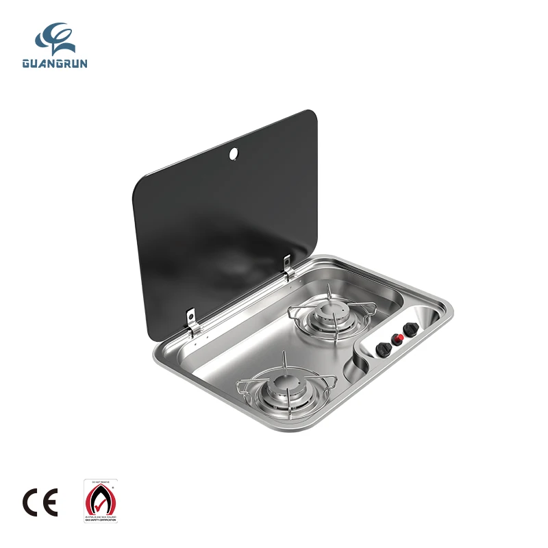 GuangRun RV Caravan SAI Certified SUS 304 Stainless Steel Luxury Two Burner LPG Gas Stove Piezo Ignition Tempered Glass Lid
GuangRun RV Caravan SAI Certified SUS 304 Stainless Steel Luxury Two Burner LPG Gas Stove Piezo Ignition Tempered Glass Lid