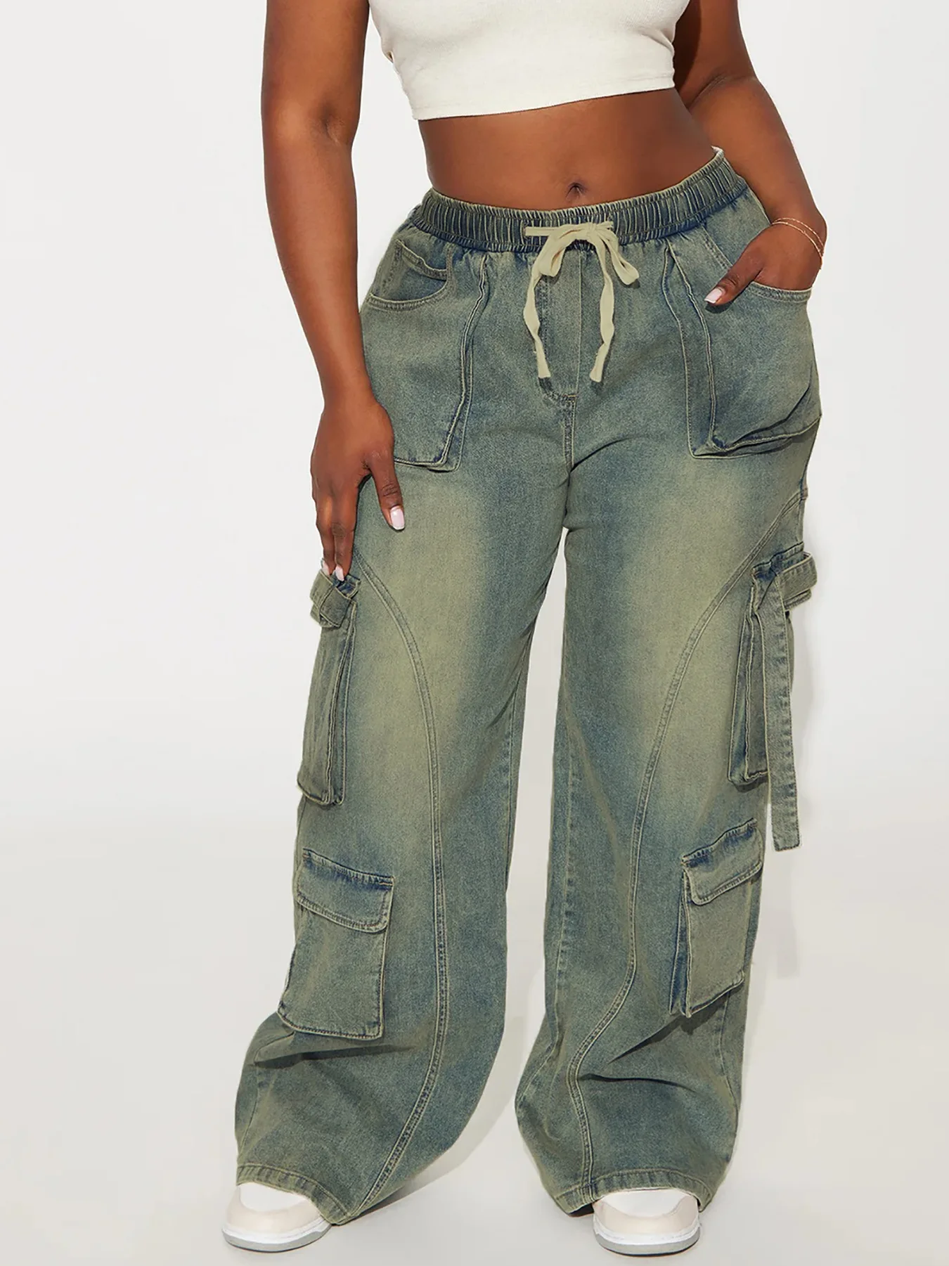 Denim Cargo Pants Women Jeans Multiple Pockets Elastic Waist Mom Lace Up Washed Punk Y2k Floor Length 2025 Vintage Trousers
Denim Cargo Pants Women Jeans Multiple Pockets Elastic Waist Mom Lace Up Washed Punk Y2k Floor Length 2025 Vintage Trousers