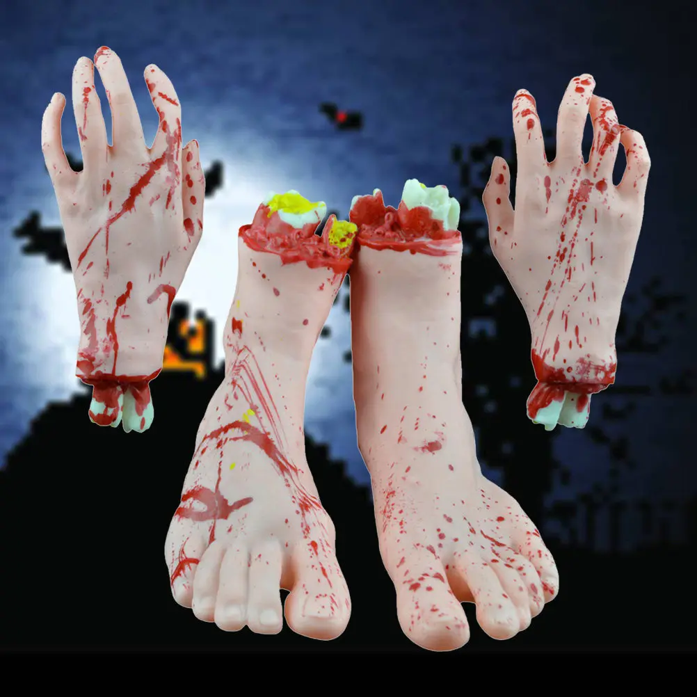 4Pcs Horror Human Parts Broken Hand Broken Foot Halloween Body Parts Prank Prop Scary Decoration for Party Ghost House Secret
4Pcs Horror Human Parts Broken Hand Broken Foot Halloween Body Parts Prank Prop Scary Decoration for Party Ghost House Secret