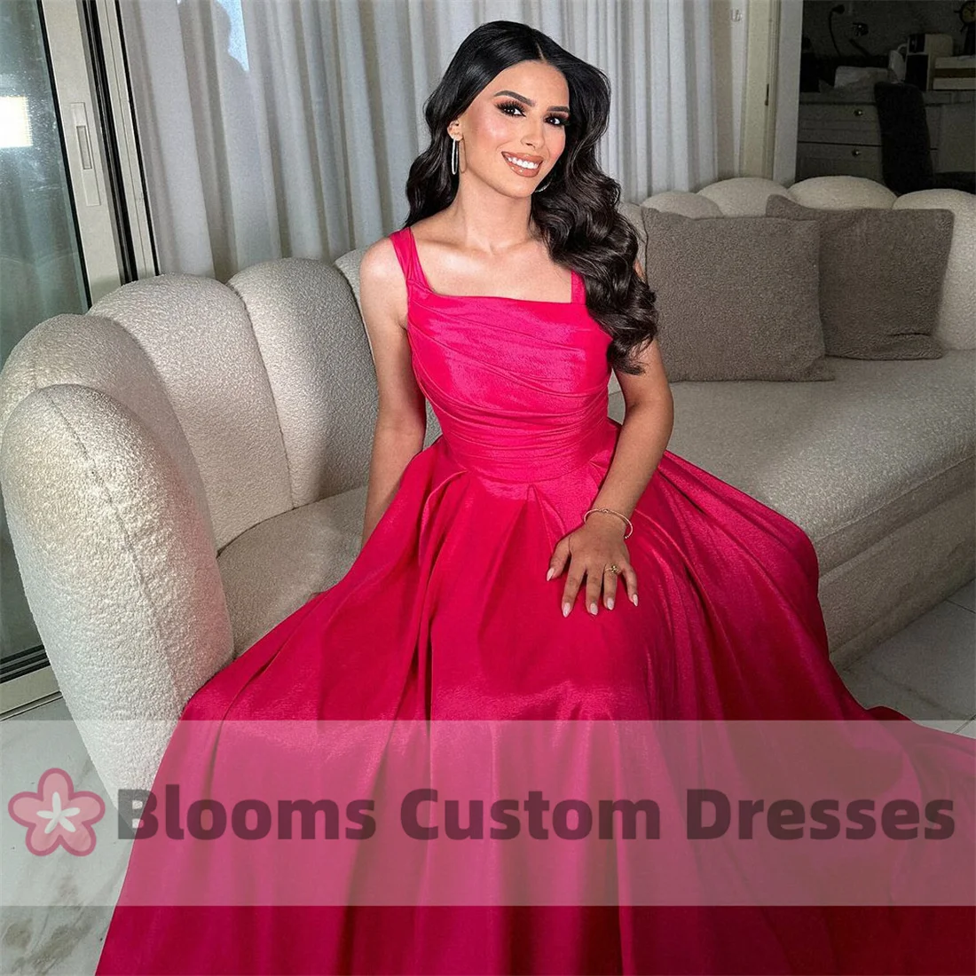 Blooms Modern Girl Satin Elegant Fuchsia Prom Dresses For Special Occasion Pleated Satin Party Gown A-Line Evening Dress
Blooms Modern Girl Satin Elegant Fuchsia Prom Dresses For Special Occasion Pleated Satin Party Gown A-Line Evening Dress