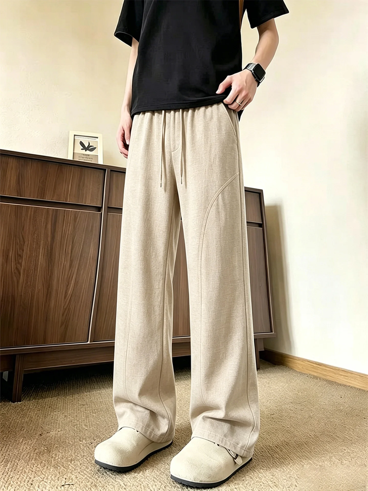 Men's Summer Thin Wide Leg Pants Draped Loose Straight Casual Trousers Slant Cut Imitation Linen Comfortable Breathable
Men's Summer Thin Wide Leg Pants Draped Loose Straight Casual Trousers Slant Cut Imitation Linen Comfortable Breathable