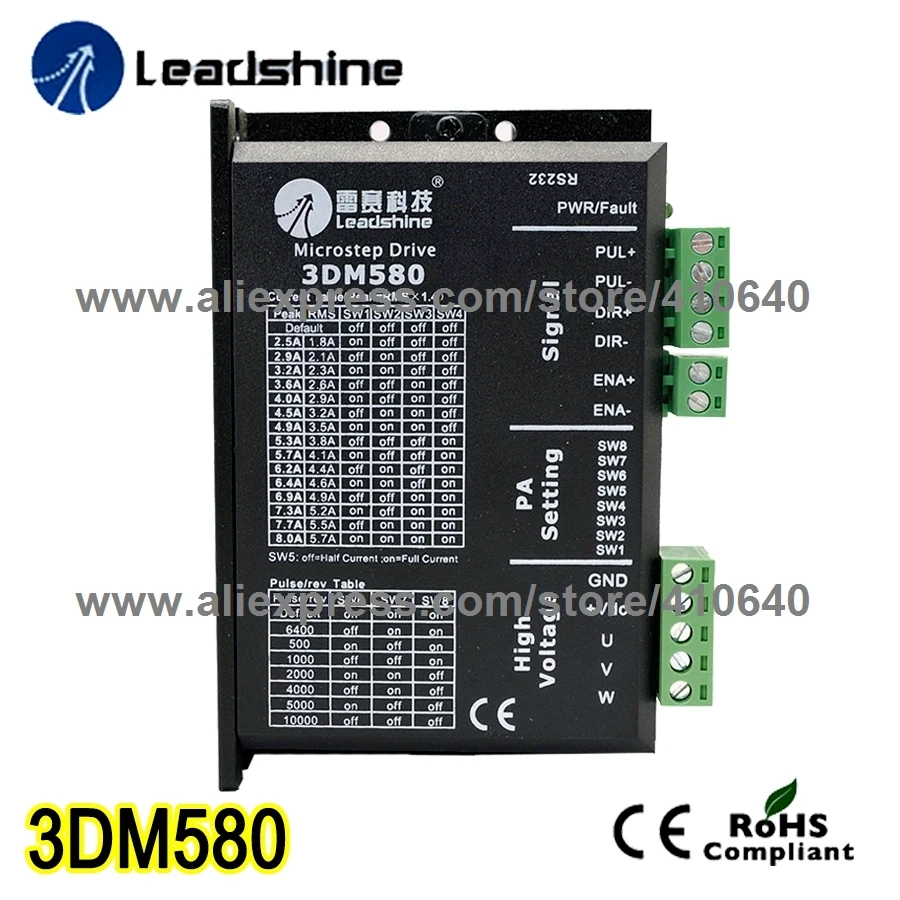 Genuine Leadshine 3DM580 Stepper Motor Drive 18 to 50VDC Max 8A Suitable for 573S09 573S15 863S22 and 863S42 Stepper Motor
Genuine Leadshine 3DM580 Stepper Motor Drive 18 to 50VDC Max 8A Suitable for 573S09 573S15 863S22 and 863S42 Stepper Motor