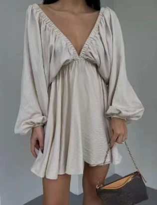 Dresses For Women V-neck Long Sleeves Lantern Bubble Sleeve Dresses Fashion Casual Shirt Dress Large Swing Skirt Vestidos
Dresses For Women V-neck Long Sleeves Lantern Bubble Sleeve Dresses Fashion Casual Shirt Dress Large Swing Skirt Vestidos