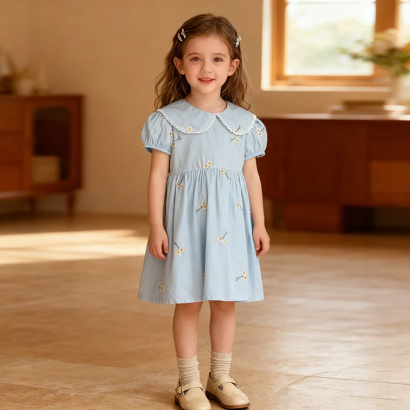 Summer New Girls' Dress Doll Collar Embroidered Short Sleeve Girl Dress Children's Clothing Baby Girl Dress
Summer New Girls' Dress Doll Collar Embroidered Short Sleeve Girl Dress Children's Clothing Baby Girl Dress