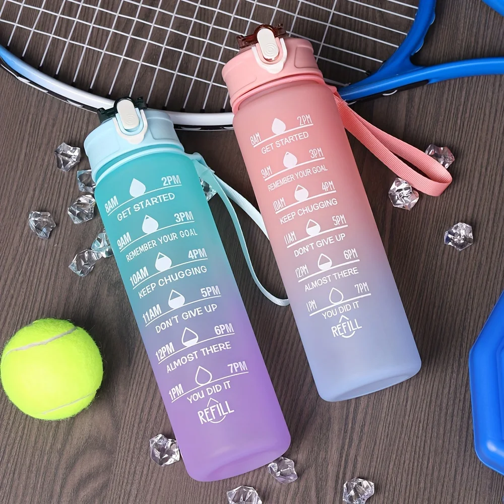Gradient Color Motivational Water Bottle - Time Marker for Hydration Tracking, Leakproof Design with Fun Stickers to Inspire You
Gradient Color Motivational Water Bottle - Time Marker for Hydration Tracking, Leakproof Design with Fun Stickers to Inspire You