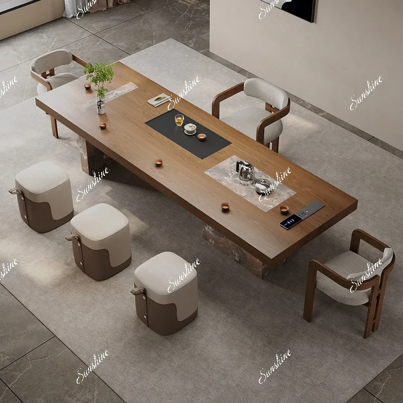 New Chinese ash wood tea table, desk integrated dual-purpose office creative tea table
New Chinese ash wood tea table, desk integrated dual-purpose office creative tea table