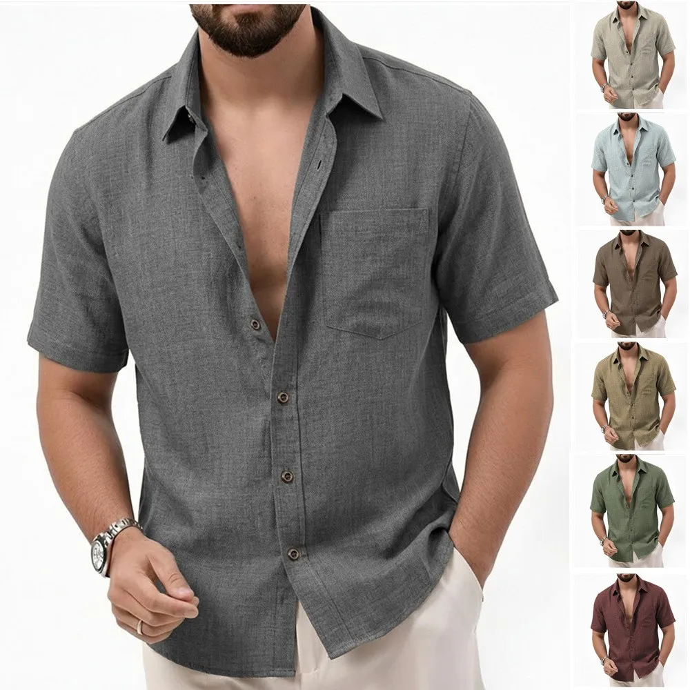 Men's Shirt Slim Fit Short Sleeve Shirts Chest Pocket Linen Look Button Down Shirt Spread Collar Open Collar Casual Shirt
Men's Shirt Slim Fit Short Sleeve Shirts Chest Pocket Linen Look Button Down Shirt Spread Collar Open Collar Casual Shirt