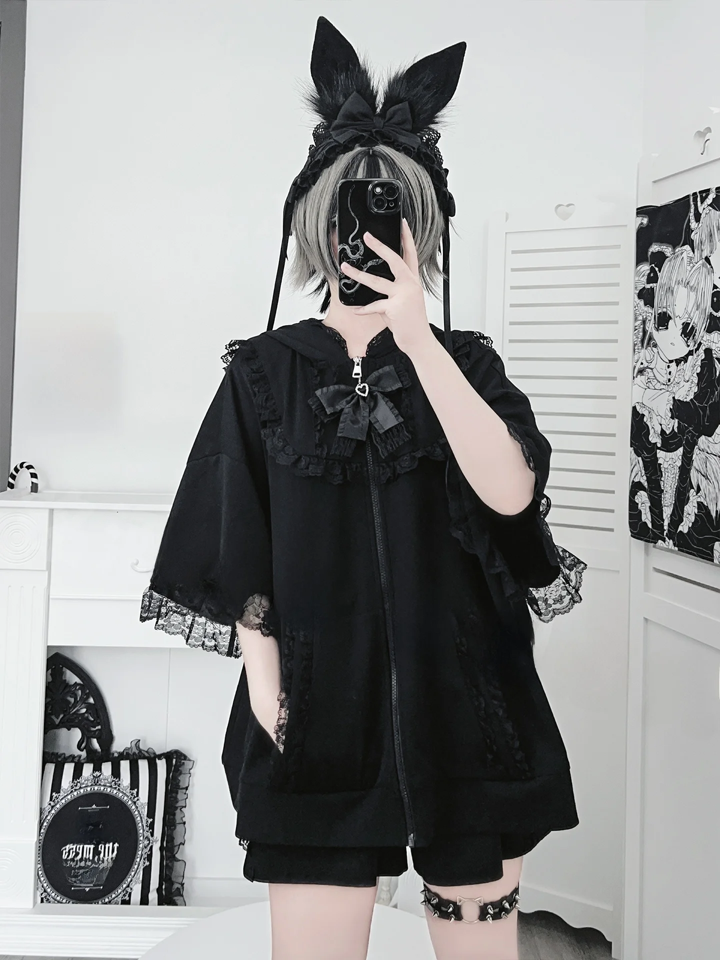 Y2K Subculture Rabbit Ear Hoodie Loose Outerwear Black Purple Spring Summer Fashion Set Bubble Sleeve Short Sleeve Zipper Clo...
Y2K Subculture Rabbit Ear Hoodie Loose Outerwear Black Purple Spring Summer Fashion Set Bubble Sleeve Short Sleeve Zipper Clo...
