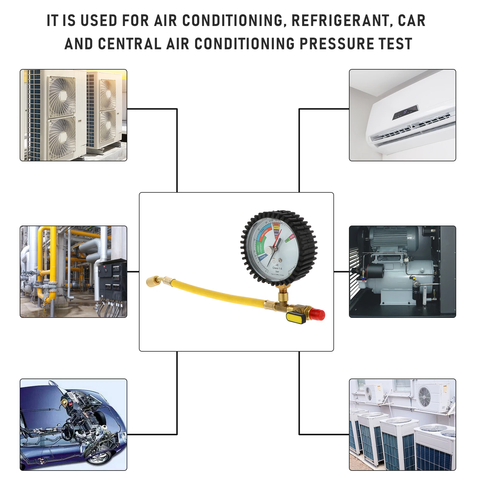 Refrigerant Pressure Gauge Air Conditioning Tester Durable Spherical Valve Gauges Large Screen Reading Refrigeration
Refrigerant Pressure Gauge Air Conditioning Tester Durable Spherical Valve Gauges Large Screen Reading Refrigeration