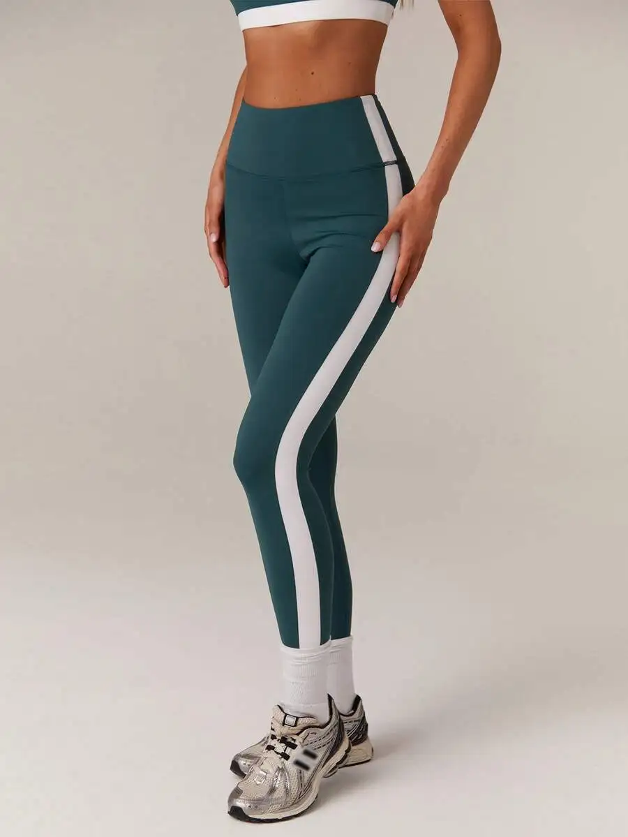 Womens Dark Green High Waist Yoga Leggings With White Side Stripe Athleisure Sporty
Womens Dark Green High Waist Yoga Leggings With White Side Stripe Athleisure Sporty