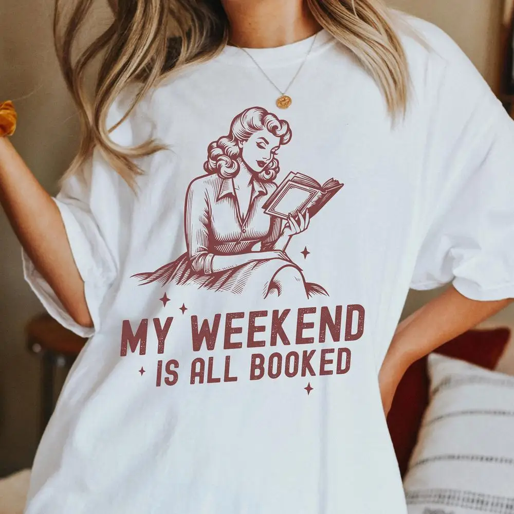 Женская футболка «My Weekend is All Booked», книжный товар, футболка для чтения, футболка Book Lover, рубашка-коробка
Женская футболка «My Weekend is All Booked», книжный товар, футболка для чтения, футболка Book Lover, рубашка-коробка