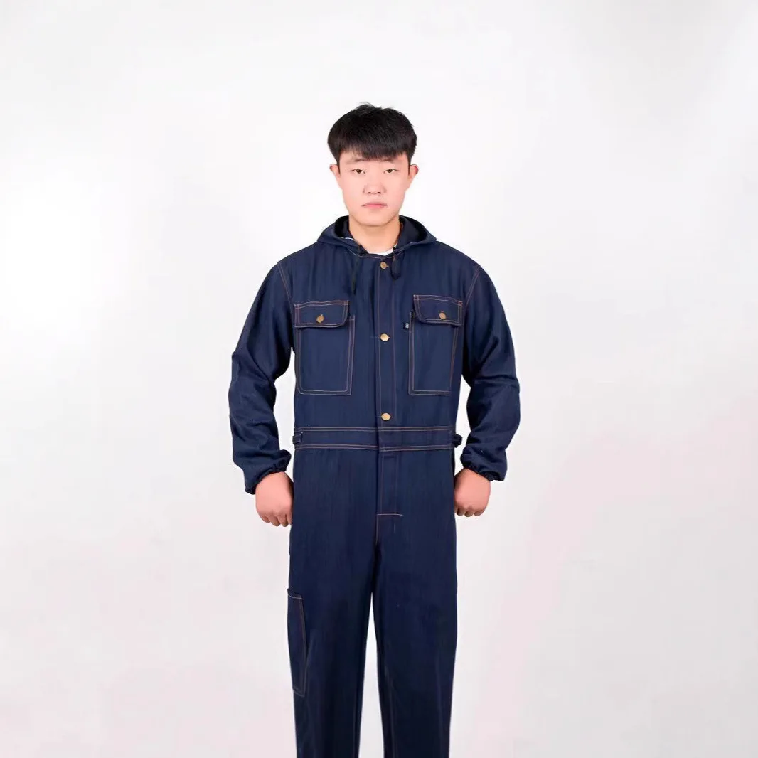 Denim Onesie Hooded Overalls Men's and Women's Dust-proof Auto Repair One-piece Suit Tooling Long-sleeved Protection
Denim Onesie Hooded Overalls Men's and Women's Dust-proof Auto Repair One-piece Suit Tooling Long-sleeved Protection