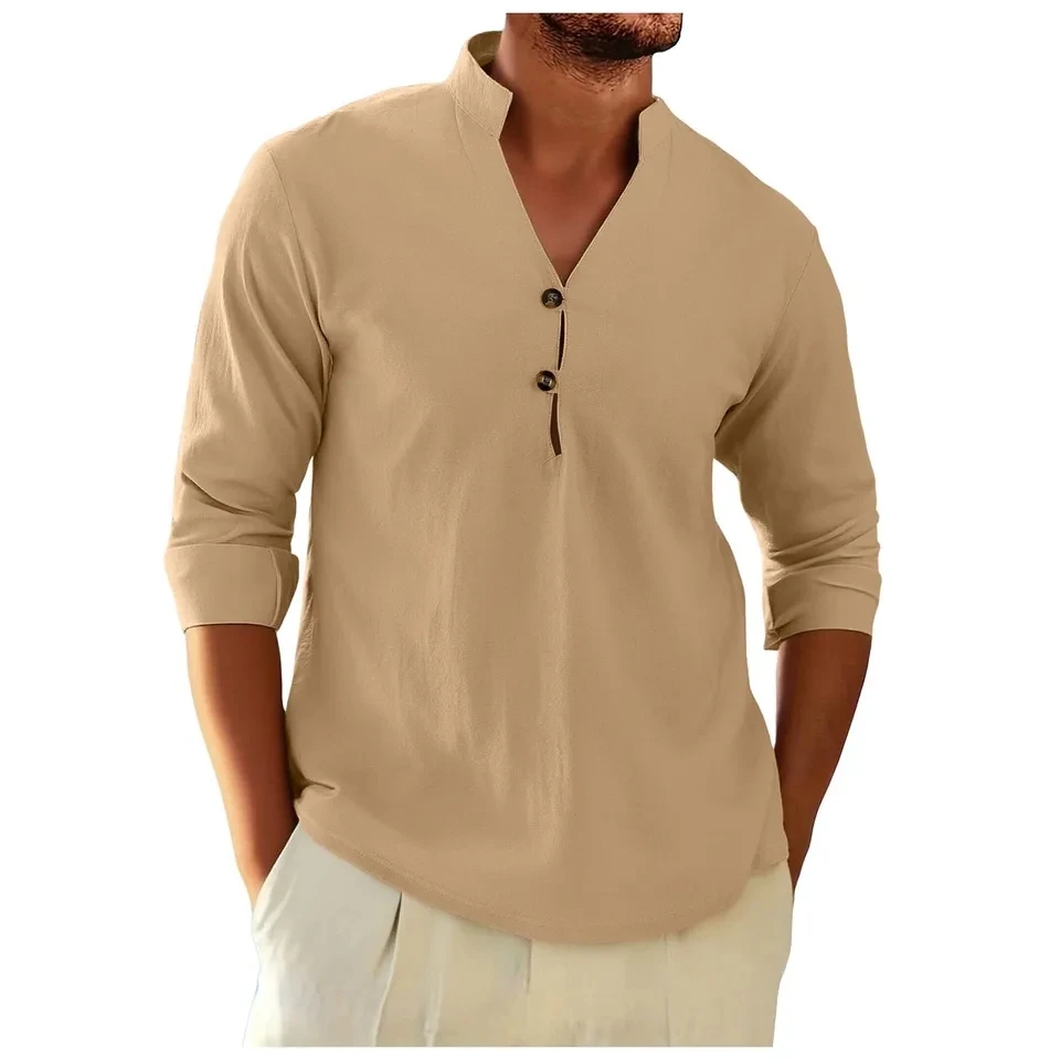 New Men's Casual Blouse Cotton Linen Shirt Solid Color Hawaiian Vacation Casual Tops Long Sleeve Button Down Beach Shirts
New Men's Casual Blouse Cotton Linen Shirt Solid Color Hawaiian Vacation Casual Tops Long Sleeve Button Down Beach Shirts
