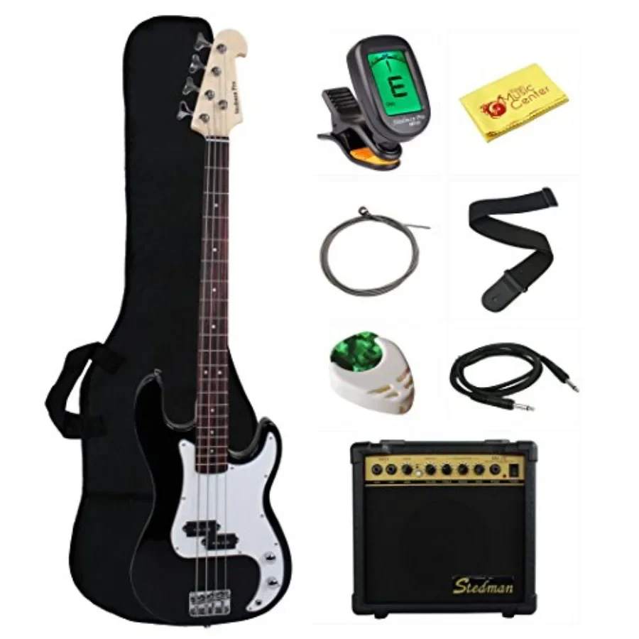 Stedman Beginner Series Bass Guitar Bundle with 15-Watt Amp, Gig Bag, Instrument Cable, Strap, Strings, Picks, and Polishing Cl
Stedman Beginner Series Bass Guitar Bundle with 15-Watt Amp, Gig Bag, Instrument Cable, Strap, Strings, Picks, and Polishing Cl