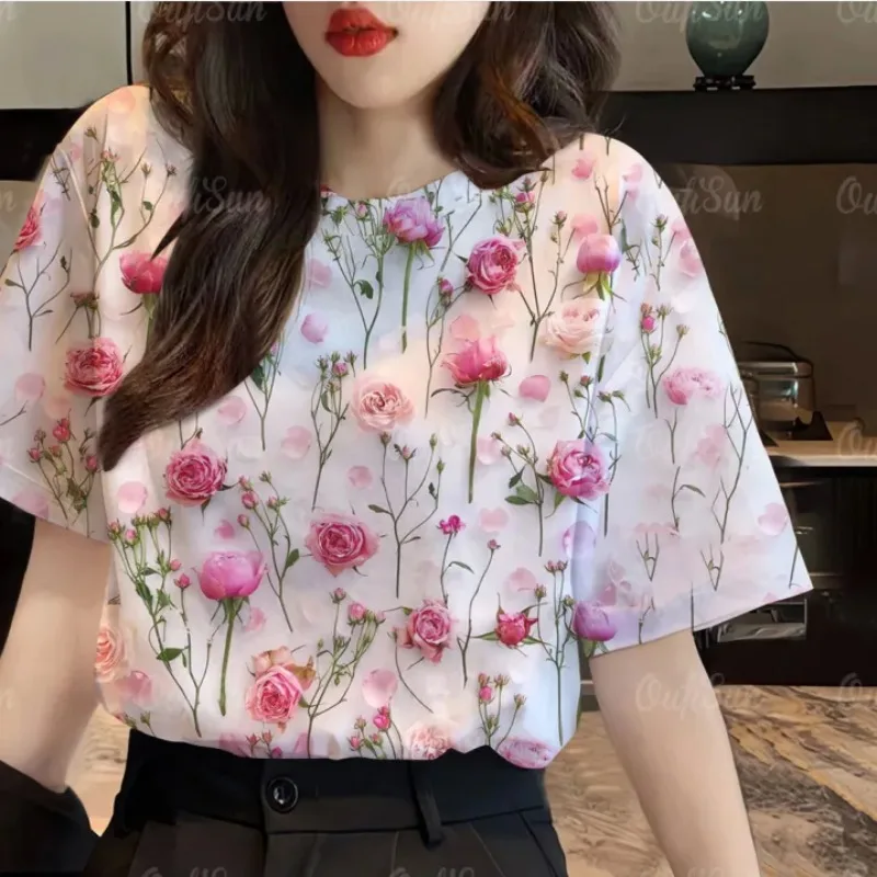 Ladies Casual Fashion Loose Simplicity Elegant Trendtemperament O-neck Printing Short Sleeve Summer New Style pullover top tee
Ladies Casual Fashion Loose Simplicity Elegant Trendtemperament O-neck Printing Short Sleeve Summer New Style pullover top tee