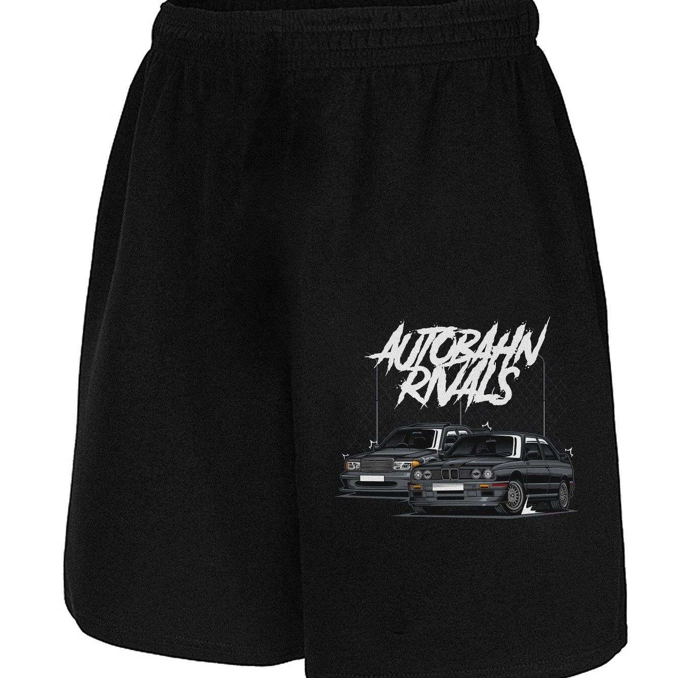 Men's Car Pattern Sports Shorts - Black with White Racing Design - Lightweight Fitness Casual Pants for Lovers 
Men's Car Pattern Sports Shorts - Black with White Racing Design - Lightweight Fitness Casual Pants for Lovers