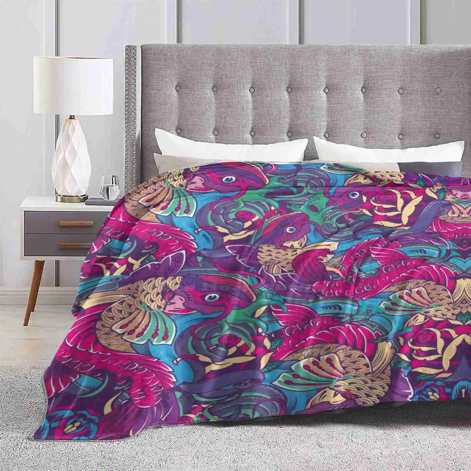 Koi New Arrival Fashion Leisure Warm Flannel Blanket Koi Fish Tatttoo Animal Colors Vector Pattern
Koi New Arrival Fashion Leisure Warm Flannel Blanket Koi Fish Tatttoo Animal Colors Vector Pattern