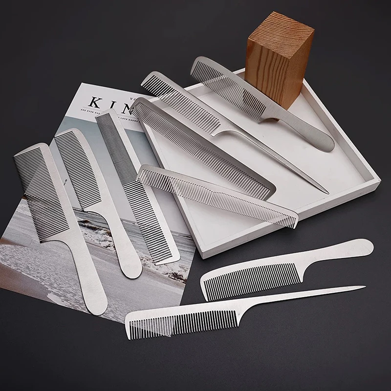 Barber Professional Stainless Steel Silver Hairdressing Comb Anti-static Men Haircut Clipper Ultra-thin Comb Salon Styling Tool
Barber Professional Stainless Steel Silver Hairdressing Comb Anti-static Men Haircut Clipper Ultra-thin Comb Salon Styling Tool